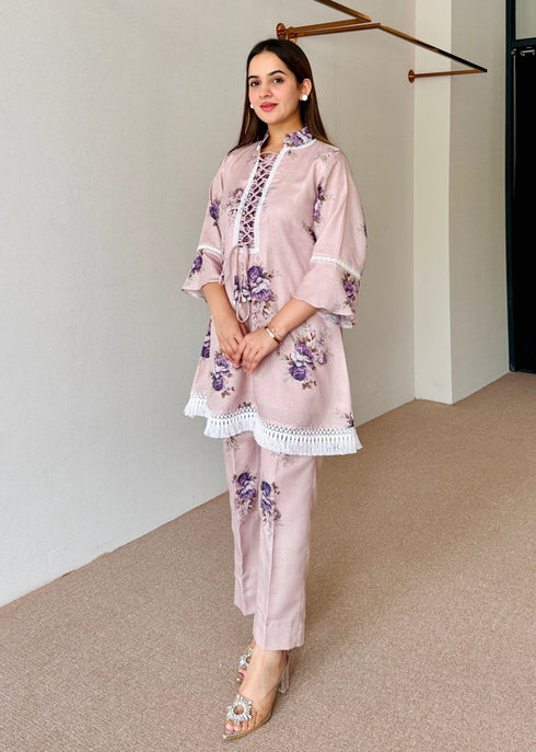 Mahira Beige Floral Festive Kurta Set